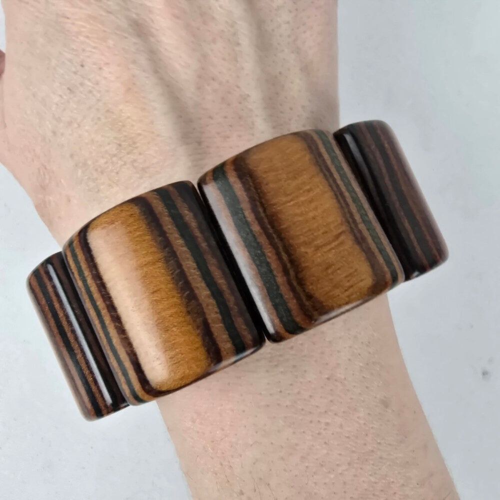 Carved Wood Stretch Bracelet